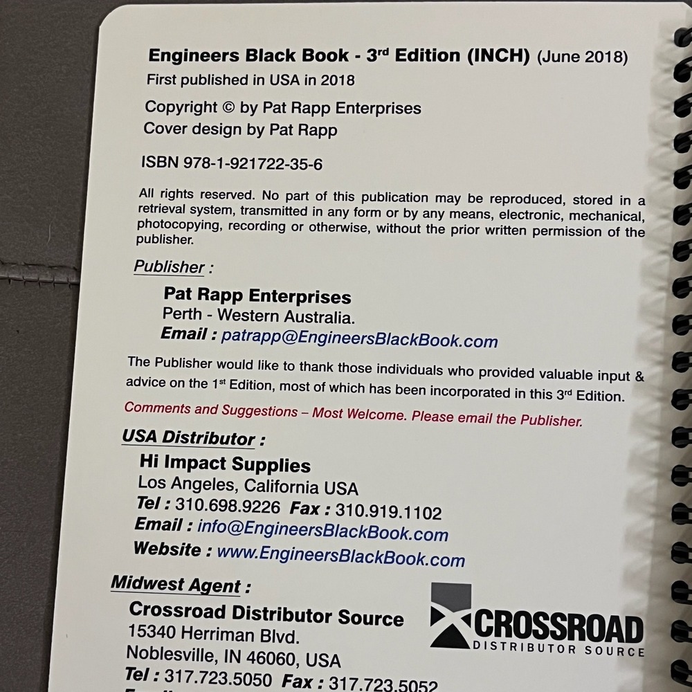 Engineers Black Book 3rd Edition Inch Reference Guide Pat Rapp Manual Workshop - Picture 3 of 8